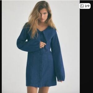 Zara Dark Wash Denim Long Sleeve Dress